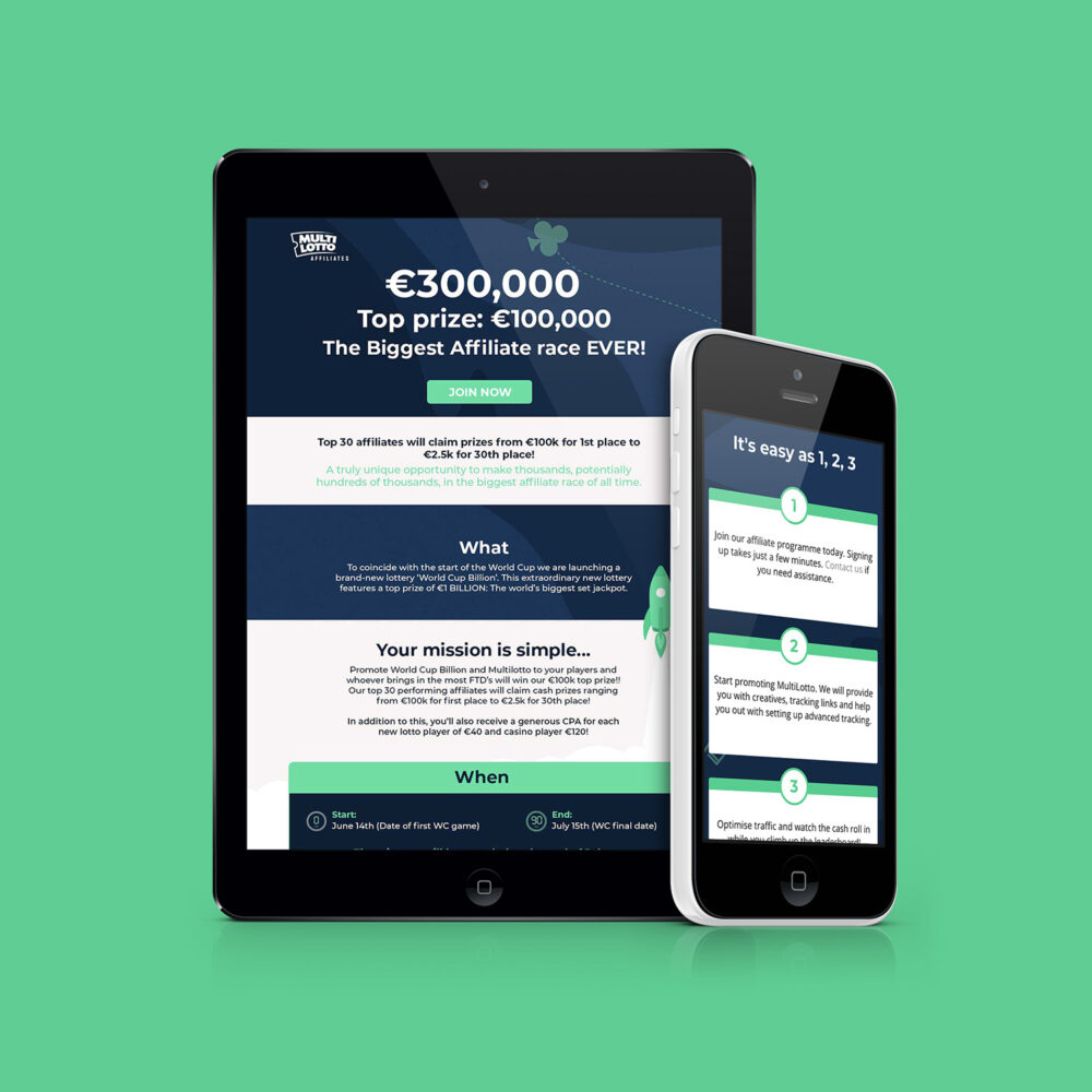 Campaigns and landing pages for an online gaming company